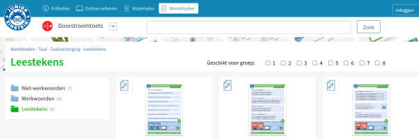 Screenshot van de bronpagina Leestekens in zinnen plaatsen
