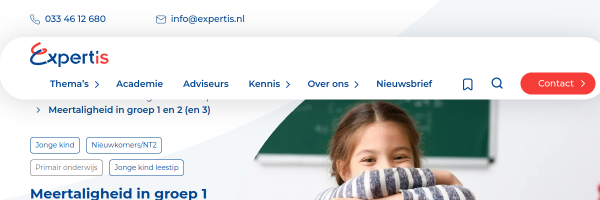 Screenshot van bronpagina: Meertaligheid benutten in groep 1-2