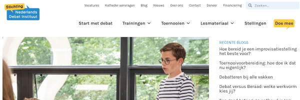 Screenshot van de bronpagina Debatteren en mondelinge taalvaardigheid