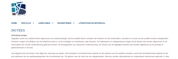 Screenshot van de bronpagina Dagelijks dictee met strategiegesprekken
