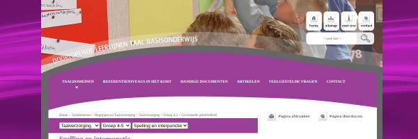 Screenshot van de bronpagina Leerlijn spelling en interpunctie