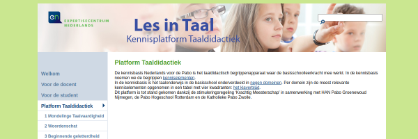 Screenshot van de bronpagina Taalbeleid en theorie vanuit de kennisbasis