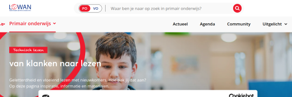 Screenshot van de bronpagina Vloeiend lezen met nieuwkomers