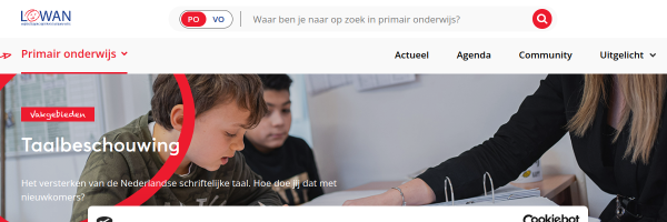 Screenshot van de bronpagina Taalbeschouwing bij nieuwkomers