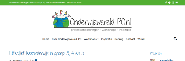 Screenshot van de bronpagina Leesroutine met woordrijen en herhaling