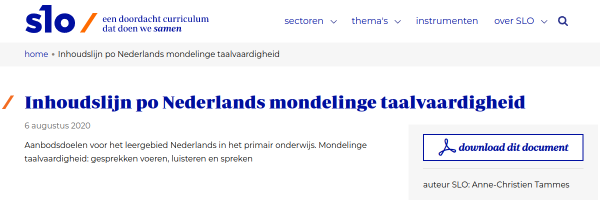 Screenshot van de bronpagina Doelenlijn gesprekken, luisteren en spreken