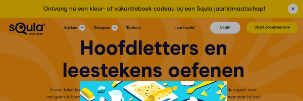 Screenshot van de bronpagina Hoofdletters en leestekens oefenen
